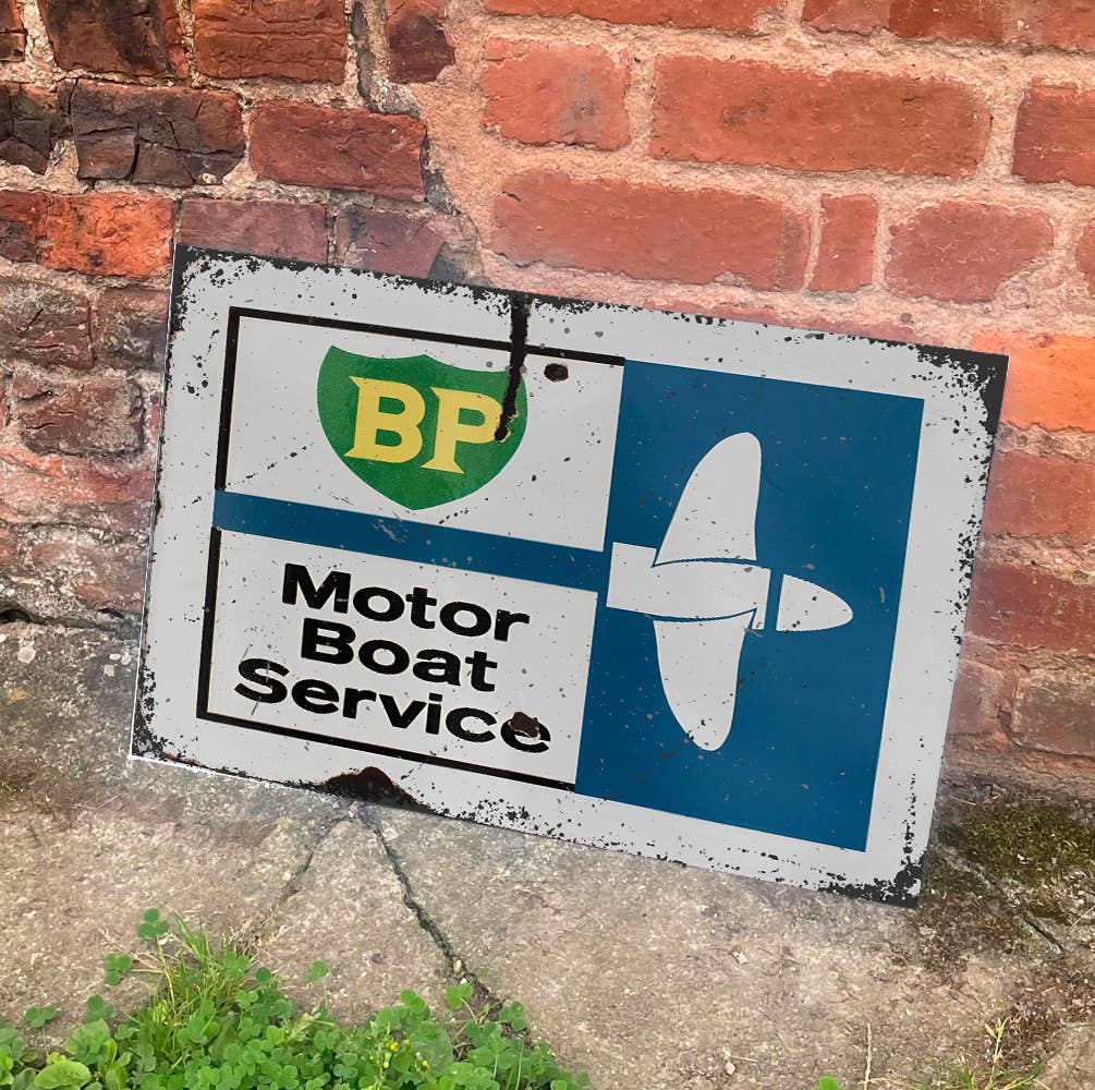 BP Motorboat Services Propeller     Metal Sign Plaque