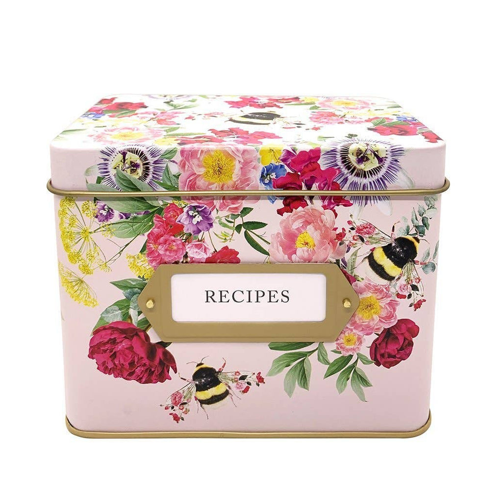 Bee Recipe Tin with 50 x Recipe Cards and 12 x Dividers