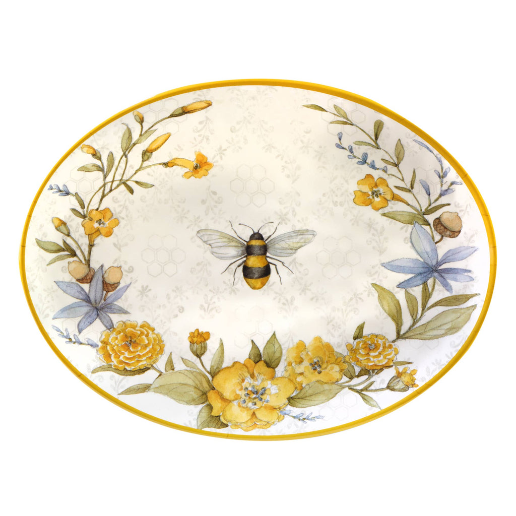 Bee Sweet Melamine Oval Platter 18in x 13.5in